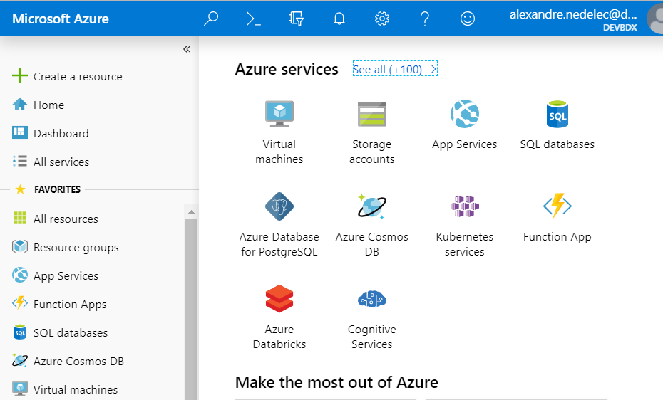Azure portal home