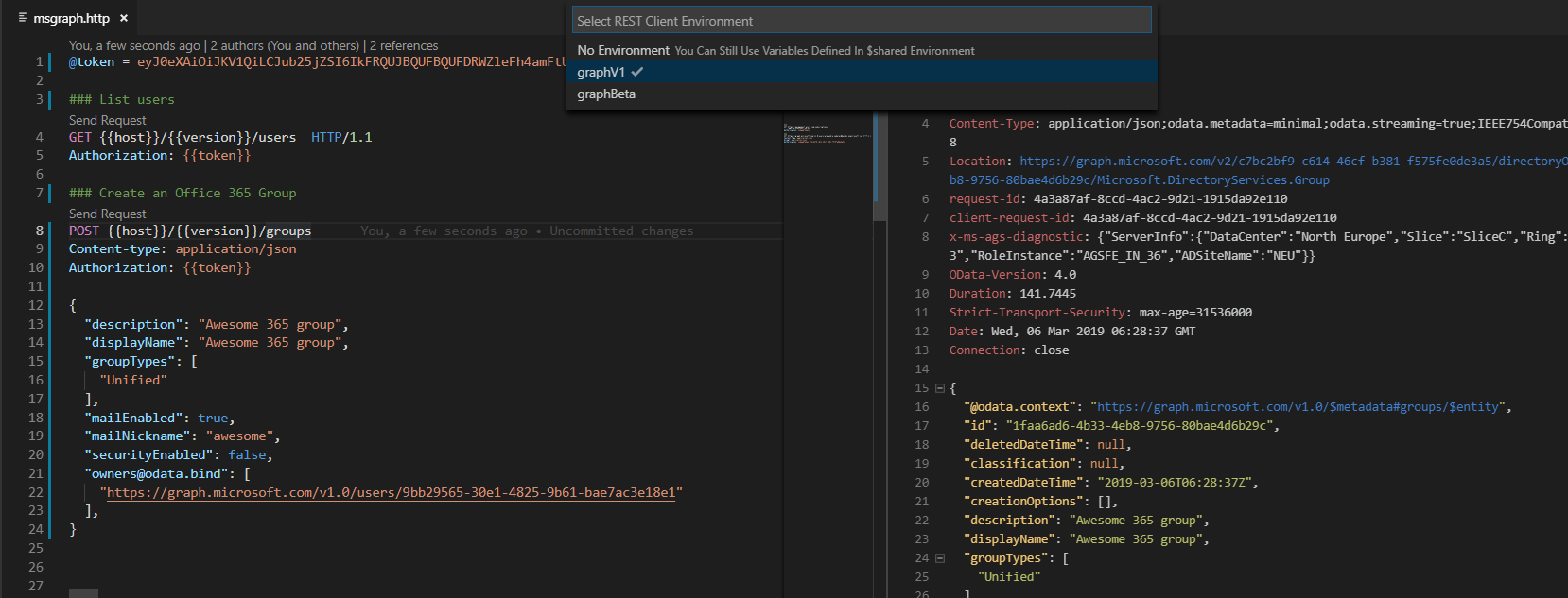 REST Client in vscode.