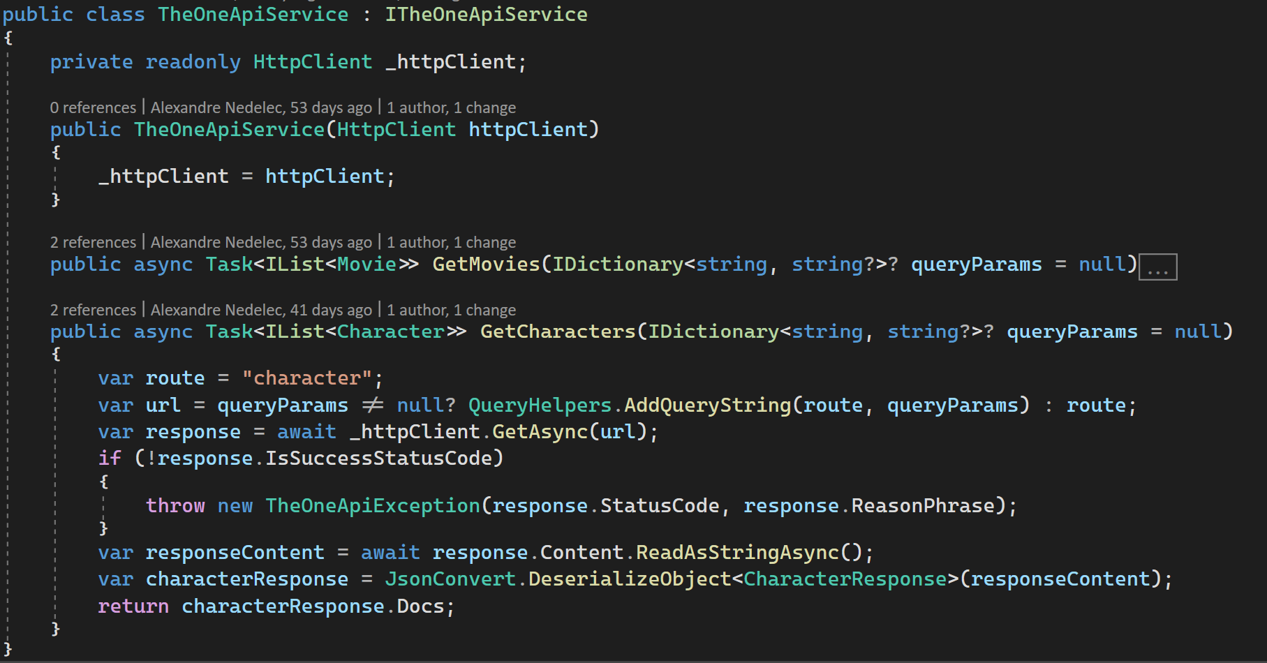 The OneApiService first code version.