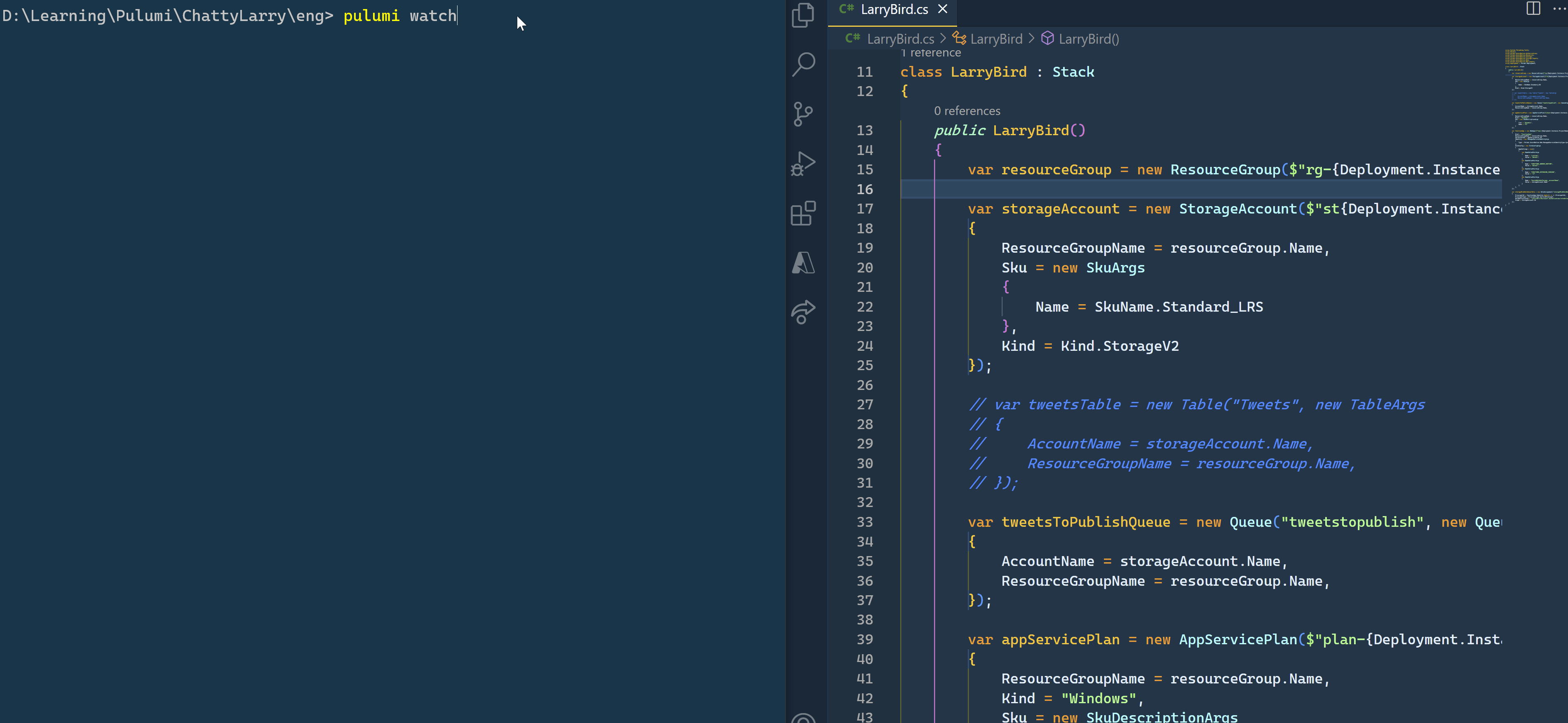 Pulumi watch in terminal.