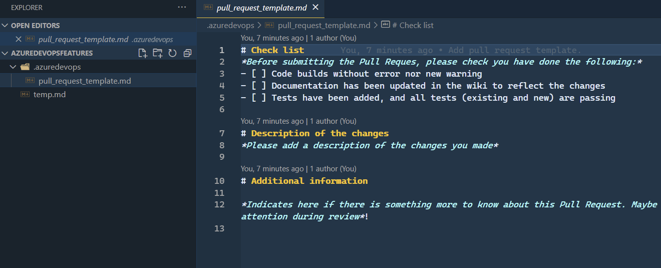 Pull request markdown template file.