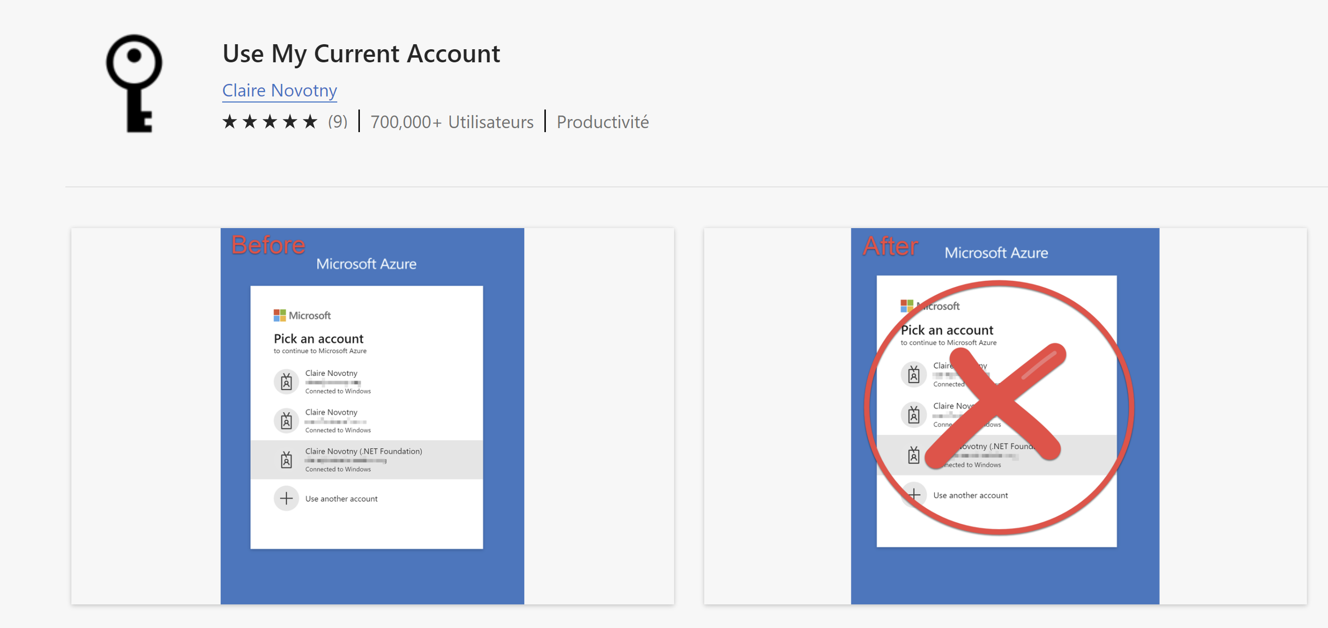 Use my current account extension page.