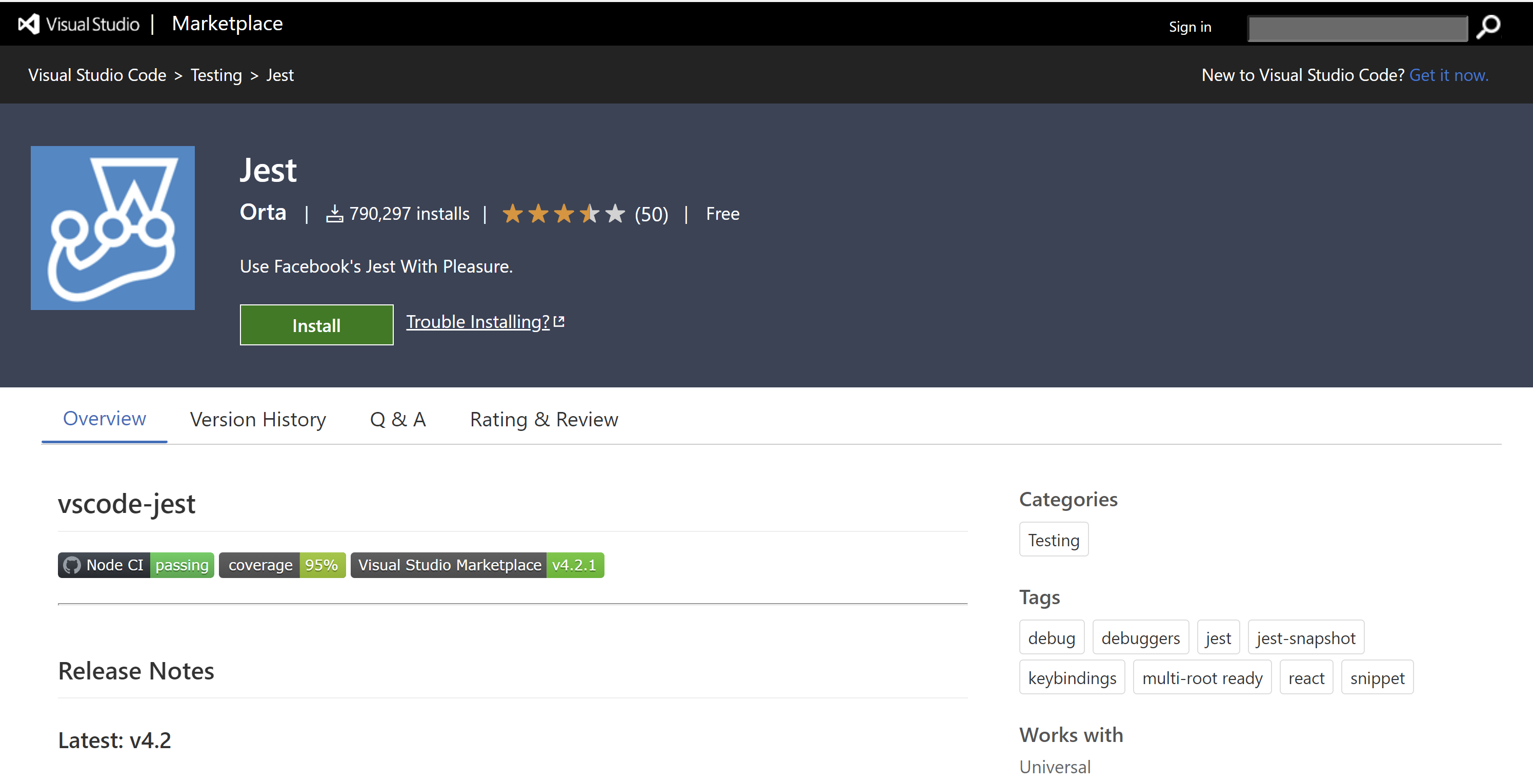 Jest vscoe extension.