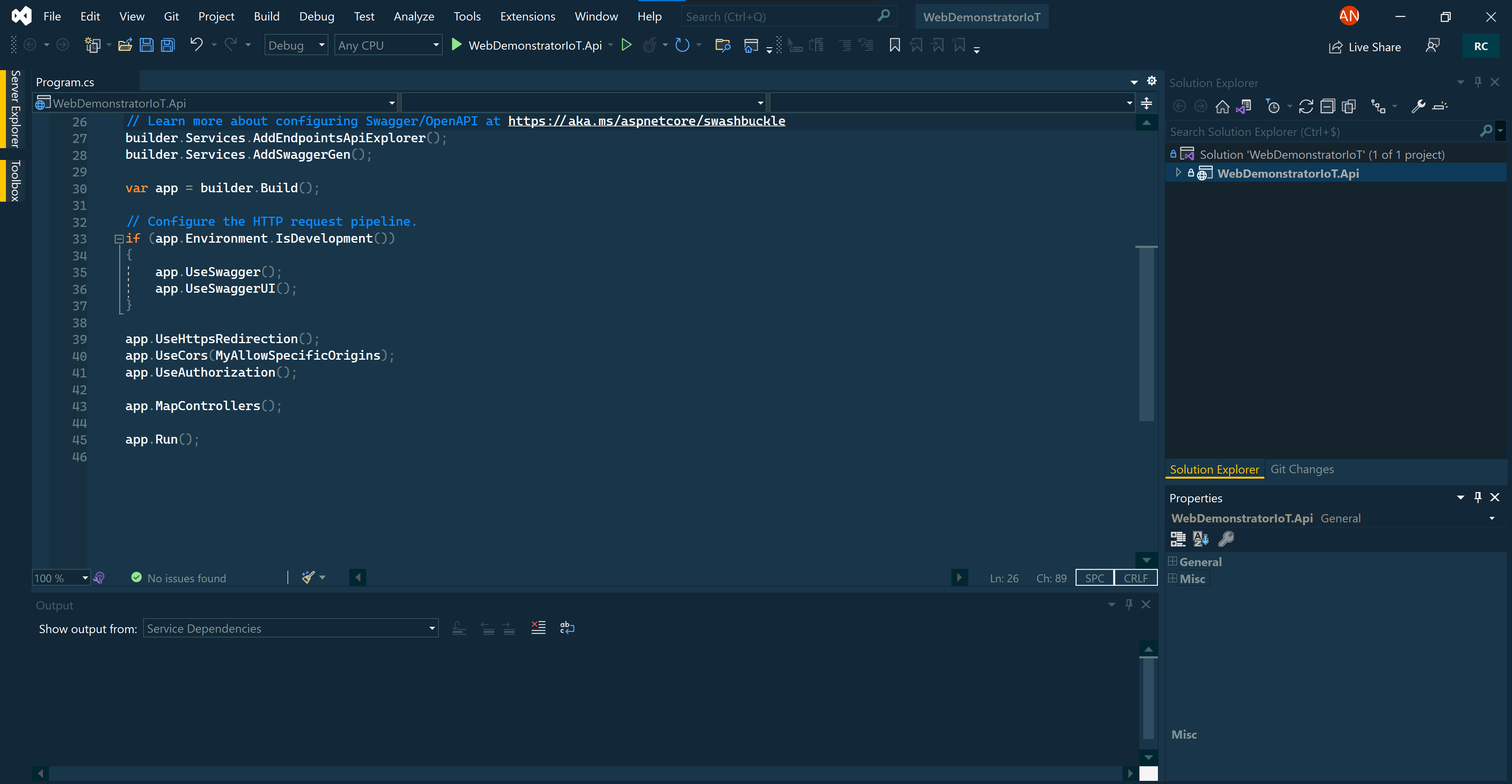Visual Studio 2022 with cobalt theme.